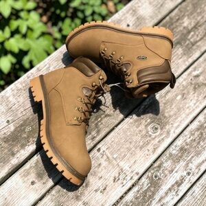 Lugz Tan Nubuck Lace-Up Work Boots